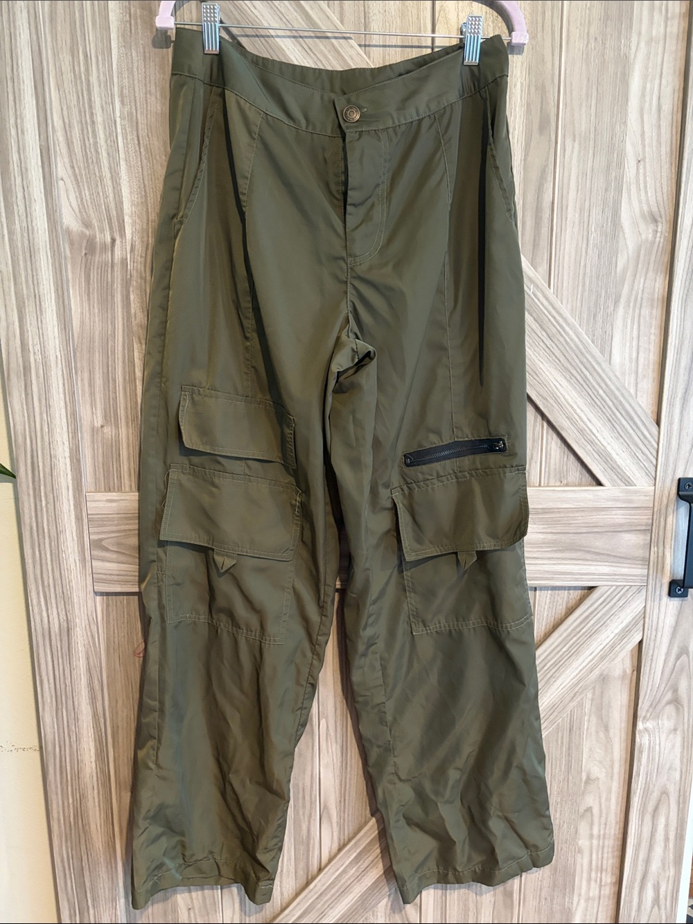 YMI Olive High-rise Cargo Joggers with Multi Pockets